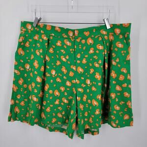 Tabitha Brown for Target Shorts Womens 1X Linen Blend Animal Print Green Orange